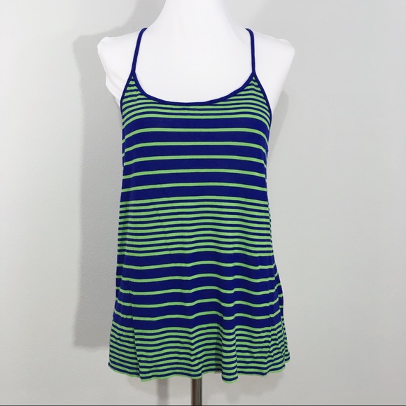 Madewell Tops - Madewell Blue Green Striped Racerback Tank Top M